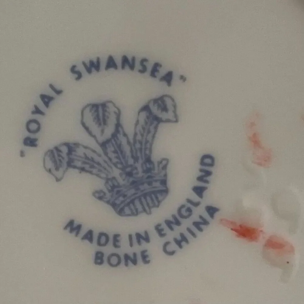 VTG Royal Swansea Bone China, England, Teacup & Saucer, Blue Floral